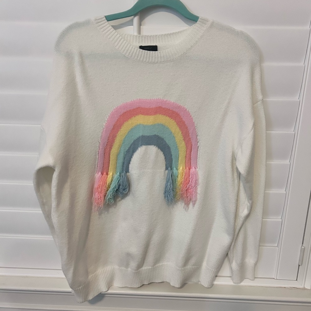 Debut White Rainbow Print Sweater